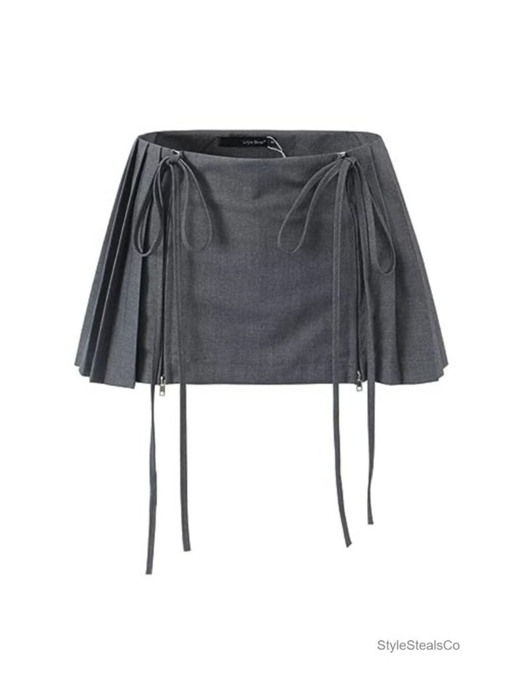 Y2K Pleated Mini Skort with Built-in Shorts Low Rise Zipper Closure